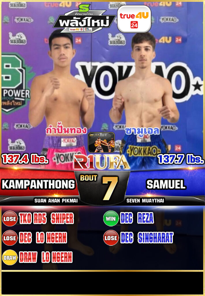 กำปั้นทอง สวนอาหารปีกไม้ vs ซามูเอล เซเว่นมวยไทย